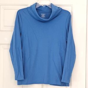 LL Bean Blue turtleneck 100% cotton long sleeve Soft shirt. Size M.